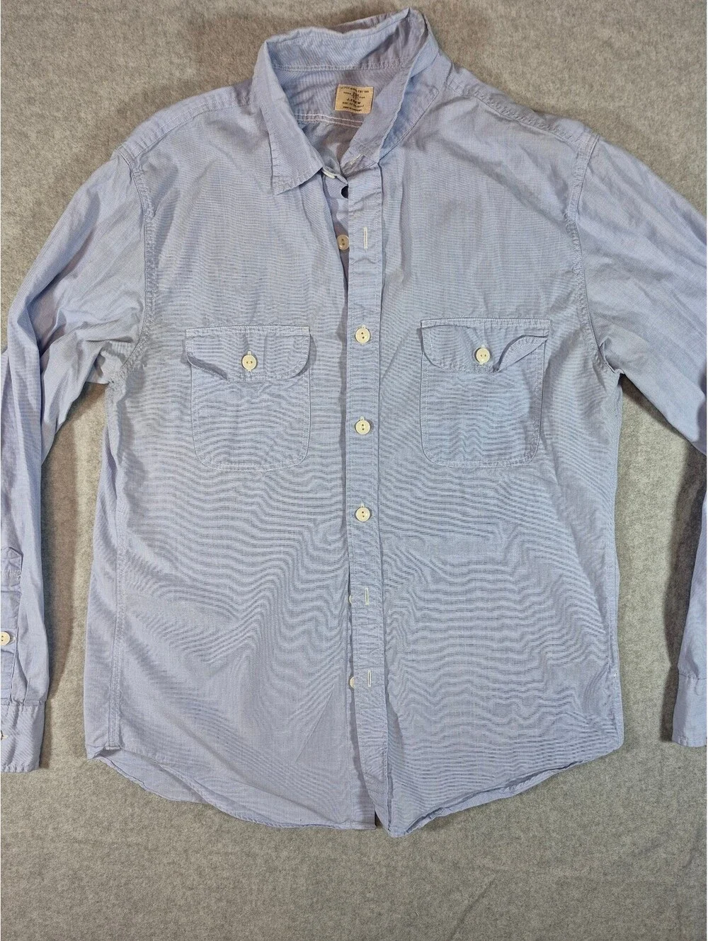 Vintage J.Crew Men’s Blue Cotton Button-Up Shirt 2-Ply Size Medium